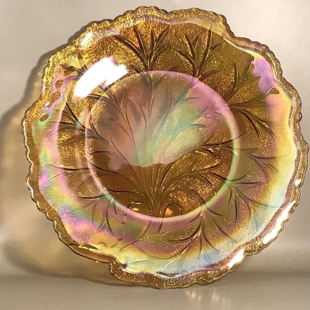 Indiana Glass/Carnival‎ Glass Orange Marigold Leaf 10